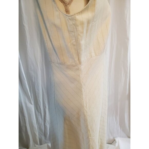J. Jill Fit Flare Stone&Tan Striped Linen Blend Dress Womens Size 12 Feminine - Picture 3 of 16